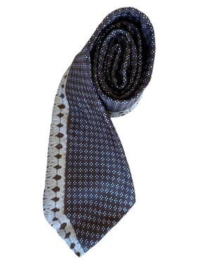 Ted Lapidus 100% Silk Brown Geometric Vintage Art Deco Italian Made Italy RARE